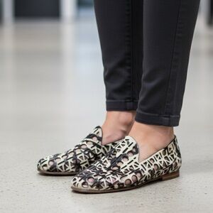LOEFFLER RANDALL Genuine Leather Calfhair Laser Cutout Flats Leather Sole Sz 7B